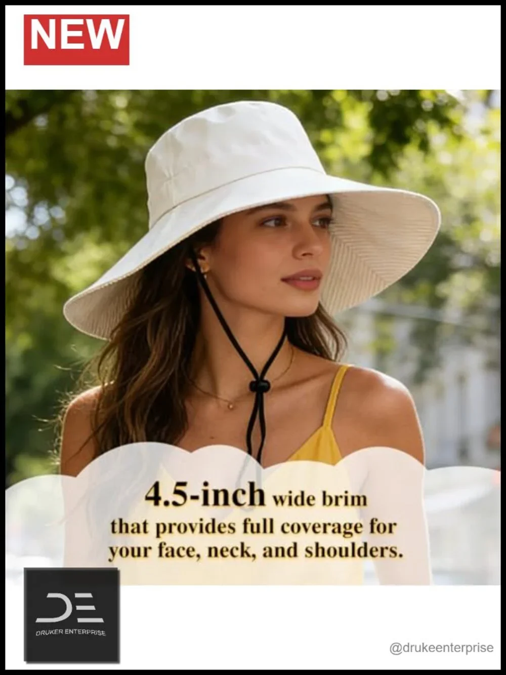 Wide Brim Foldable Beach Sun Hat UPF50+ with Chin Strap, Packable Travel